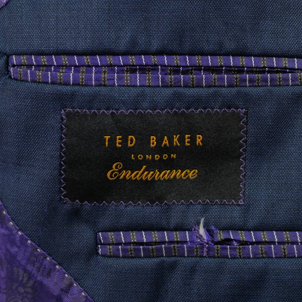 DAMAGED Ted Baker London Endurance Blue Wool‎ Jones Ct Blazer 36S Tagged 36R